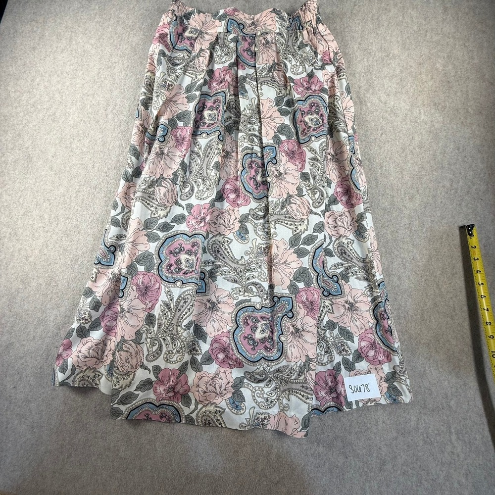Norton McNaughton Vintage Floral Paisley Midi Skirt Pink Blue USA Made Size 10